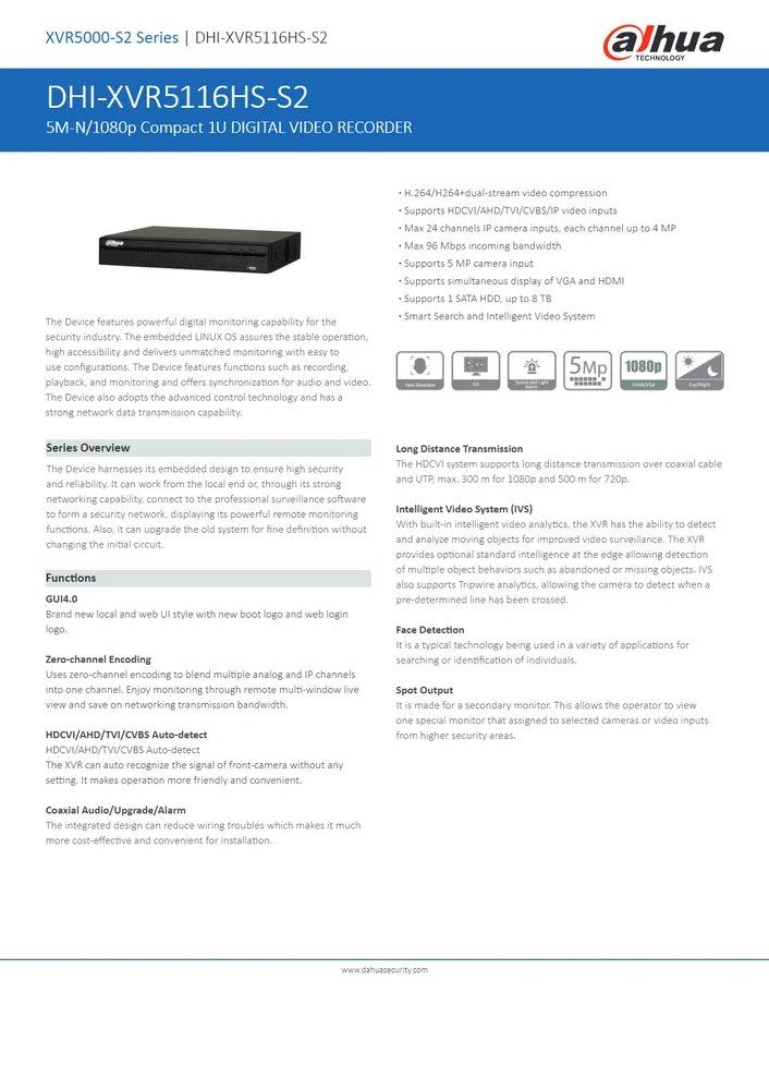 [IC8046] 16CH DVR Dhaua DHI-XVR5116HS-S2