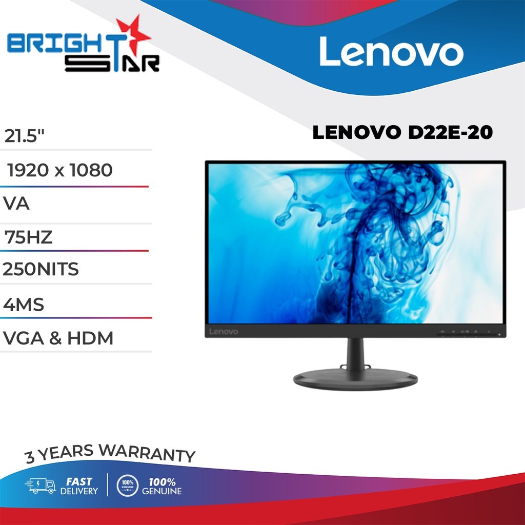 [IC7259] Monitor Lenovo 22" D22E-20 Flat Panel