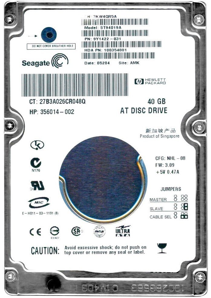 [1099] 40GB HDD Segate  Pata 40gb Ide DT