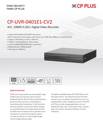 [IC6722] 4CH DVR Cp Plus 4 Port CP-UVR-0401E1-Cv2