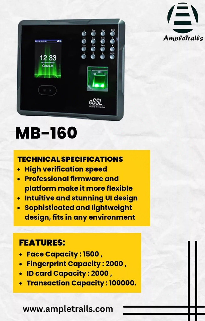 [1255] Attendance Machine FA Tanda MB160+ID  Face +Fing+B