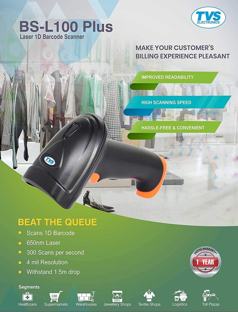 [IC7628] Barcode Scanner TVS BS-L100 Plus USB