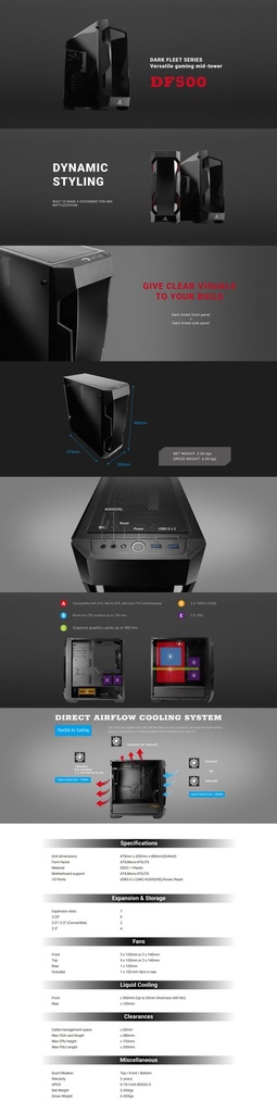 [5384] Cabinet  Antec DF500 RGB Gaming