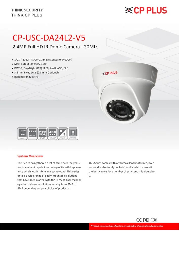 [919] CCTV Camera Dome CP USC DA24L2 0360