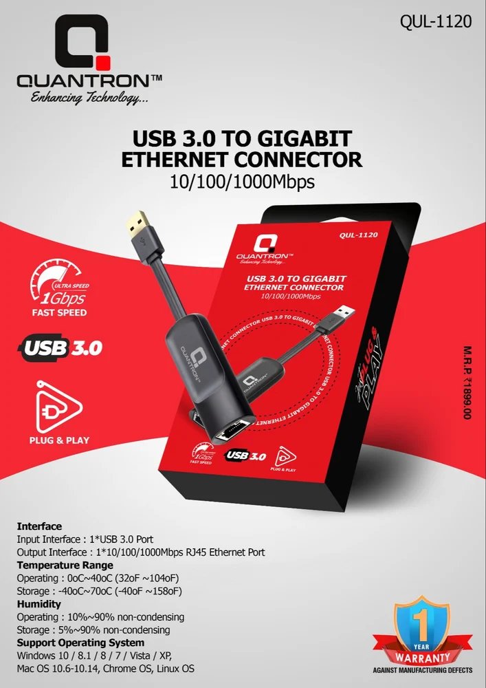 [IC8114] Connector  Quantron Giga Ethernet Usb 3.0  QUL1120