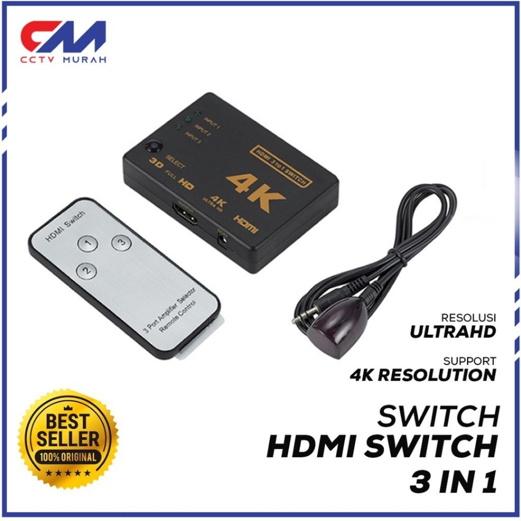 [582] Converter HDMI Switch 3 in- 1 Out with Remote