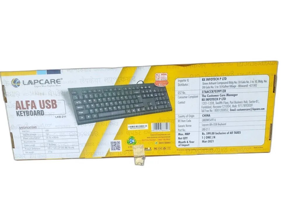[IC9176] Keyboard Lapcare USB Alfa-6 Gray -White