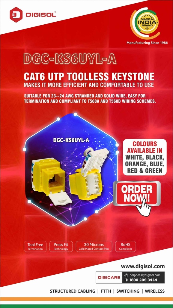 [5766] Keystone Digisol Cat-6 [Tooless]