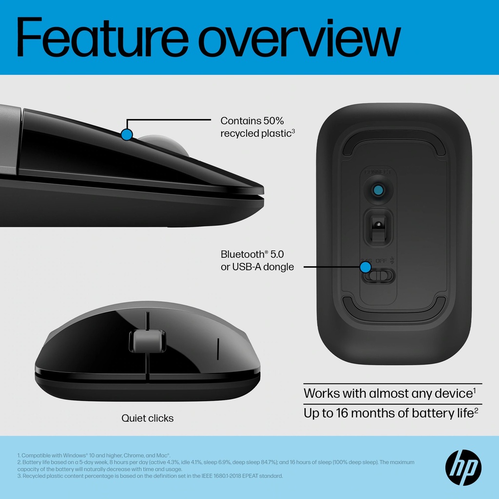 [IC7649] Mouse HP Z3700 Dual  Gray WL